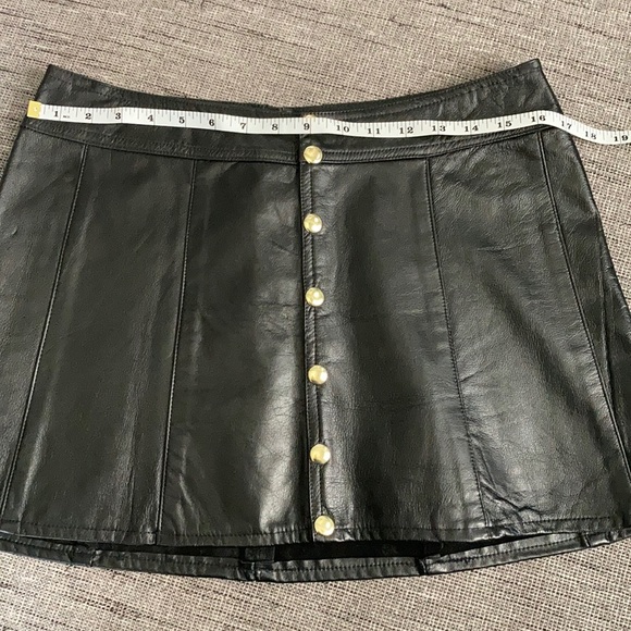 Vintage Leather Snap Front Mini Skirt M - Picture 2 of 6